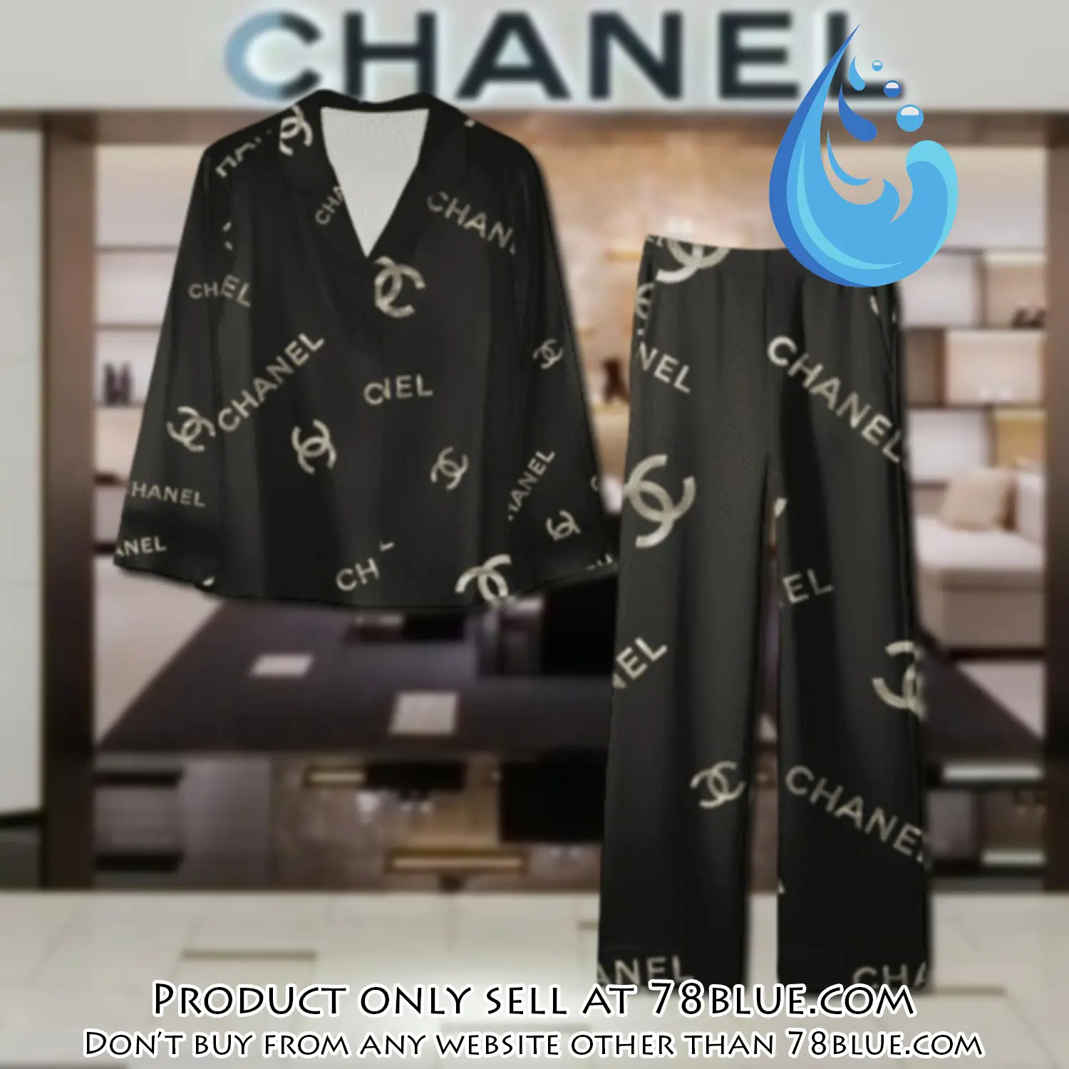 Trending luxury chanel satin pajama set pjs1042 78b2036880